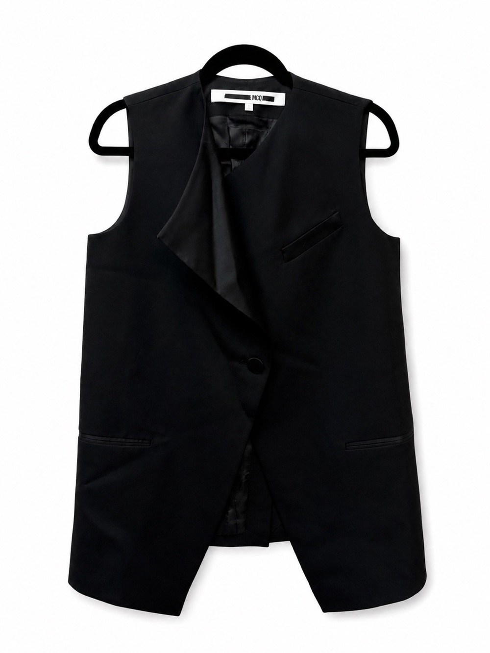 ❤️ McQ Alexander McQueen Black Satin Lapel Tuxedo Vest Waistcoat
